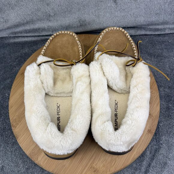 Tempur-Pedic Slippers Womens Size 10 Brown Moccasin Faux Fur Laurin TP6062-247 - Picture 6 of 11